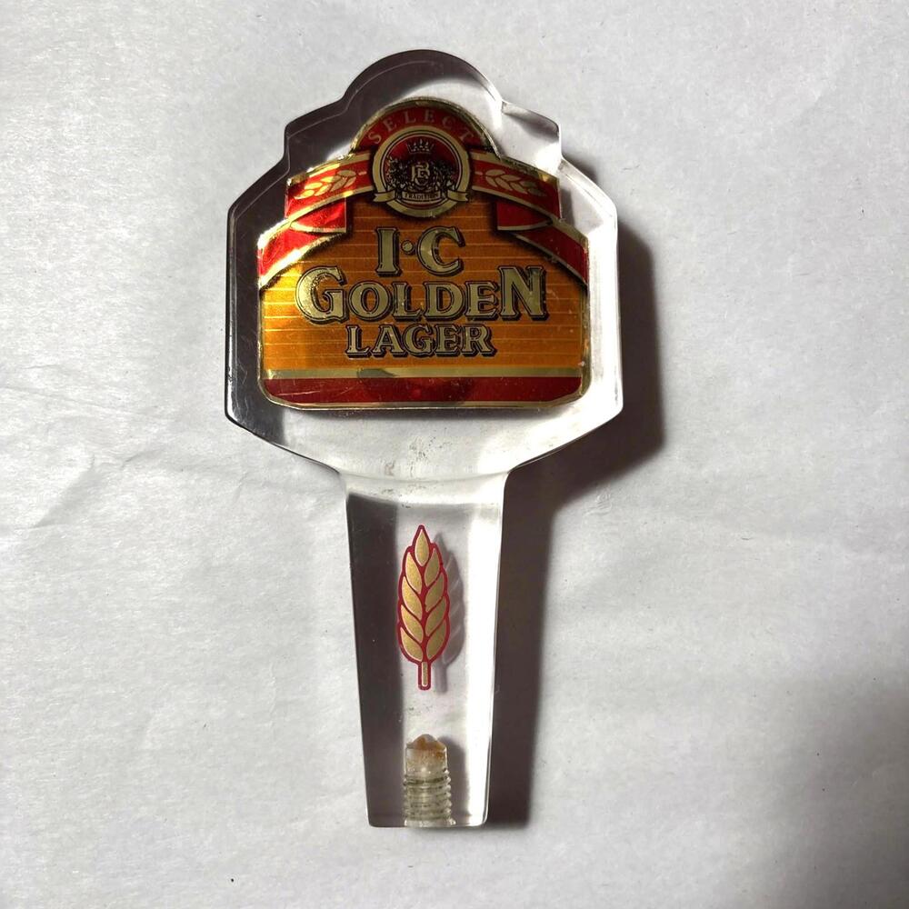 Rare IC Golden Lager Vintage 6" Lucite Beer Ale Tap Knob Handle